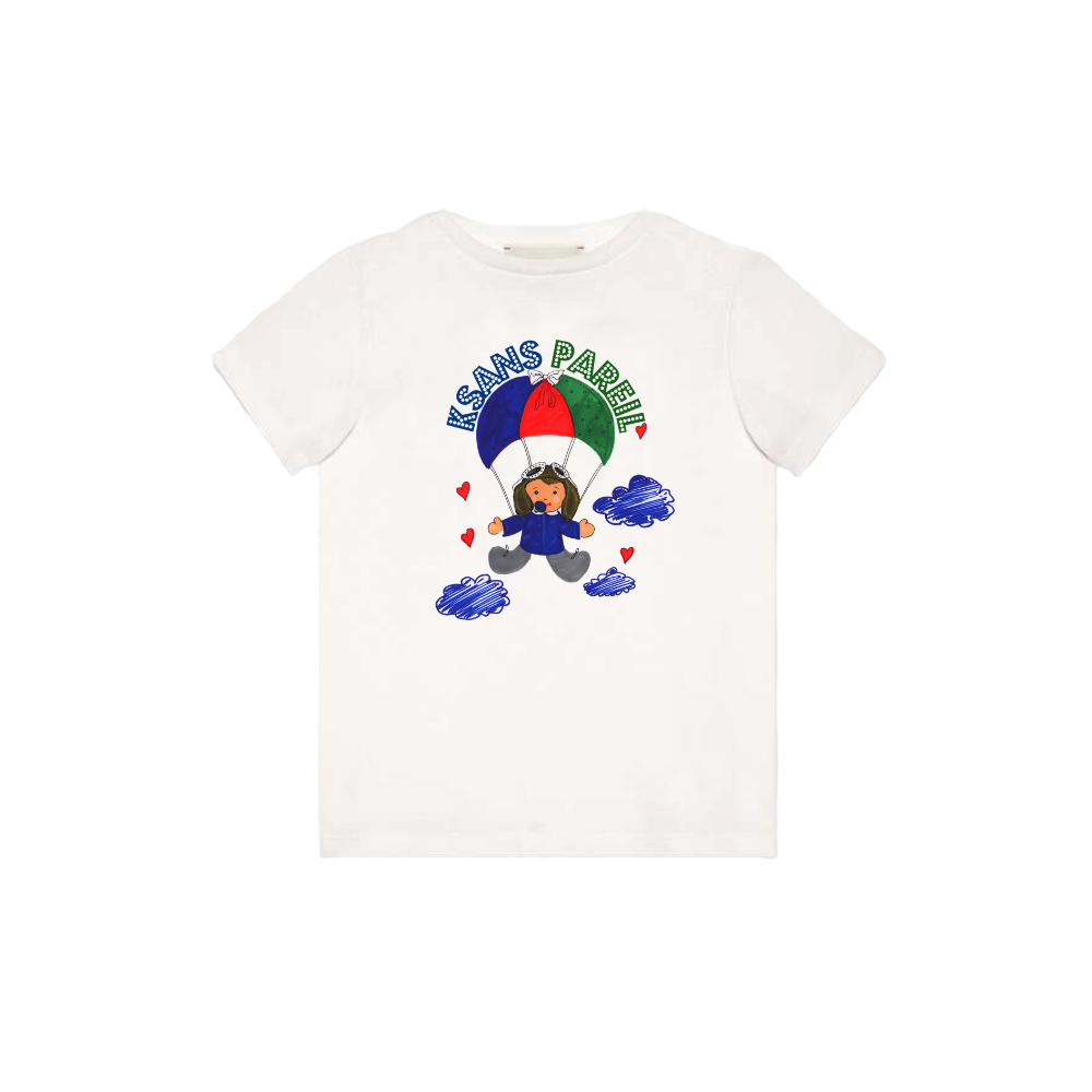 Children's flying parachutes print cotton T-shirt